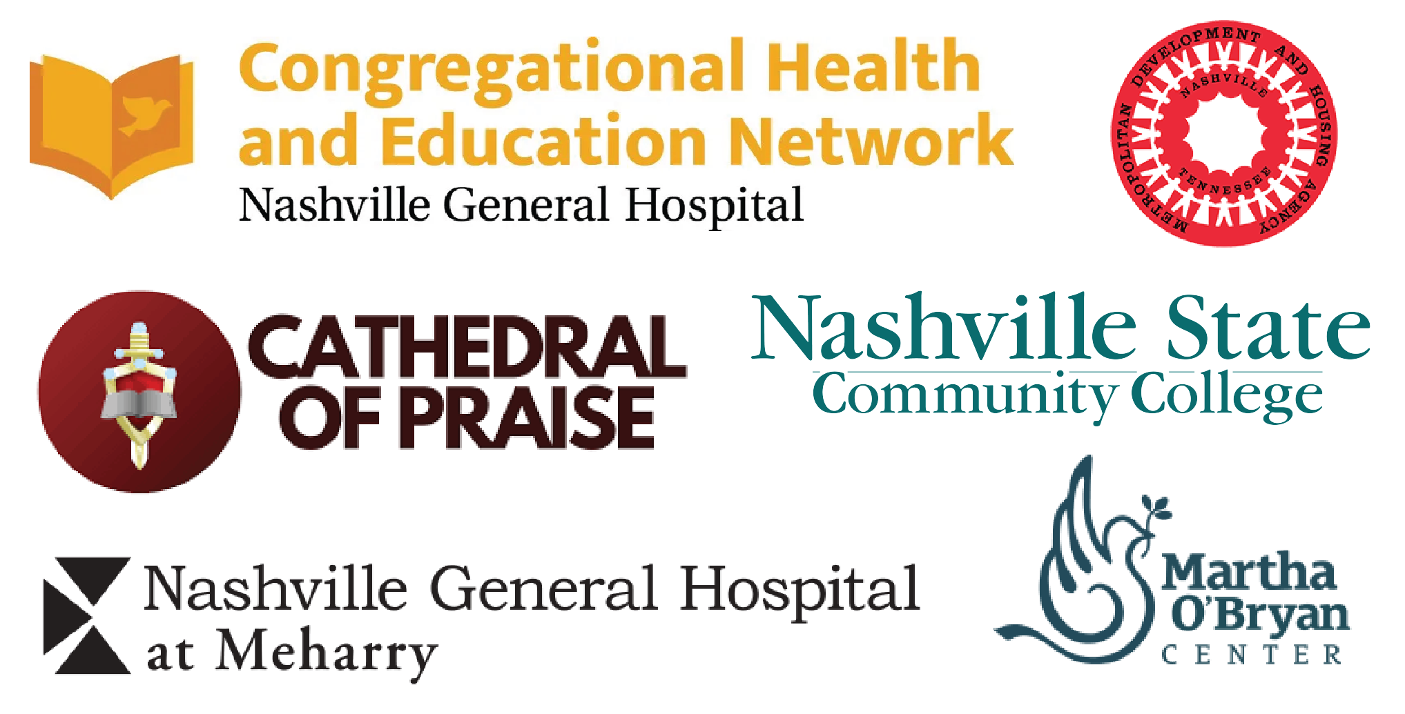 Urban League of Middle Tennessee, Cathedral of Praise, Nashville General Hospital, Congregational Health Education Network, Metropolitan Development and Housing Agency