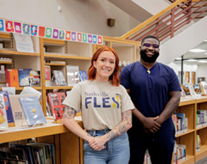 Students in library