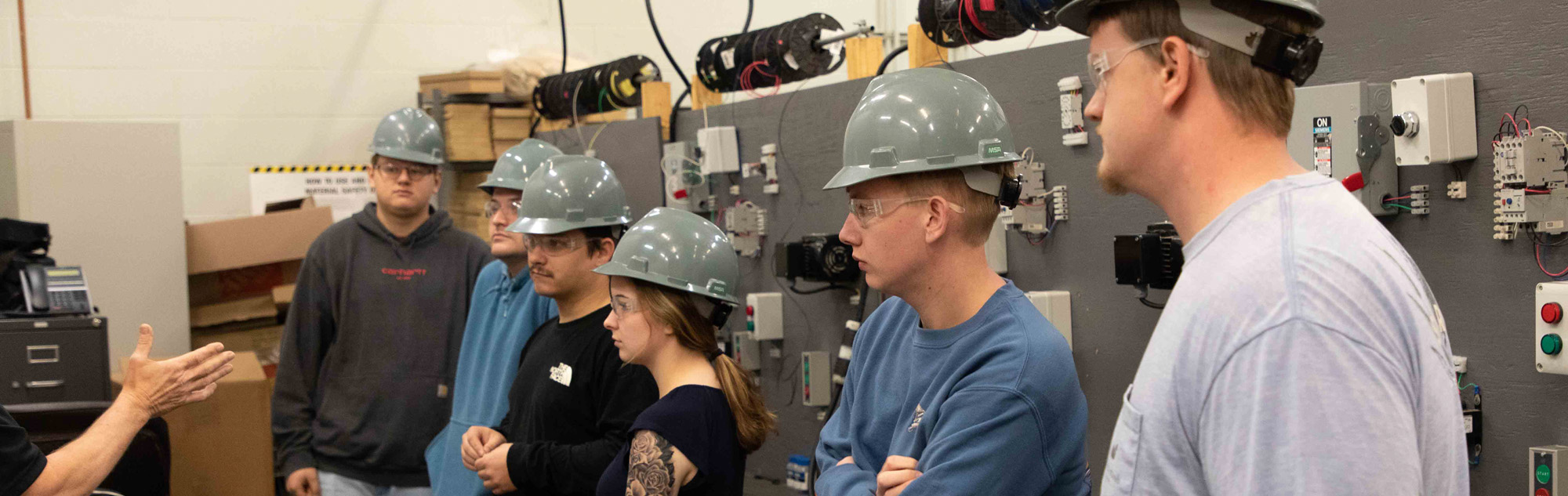 Industrial Process Control students listen to professor.