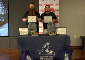 Nashville State Community College and Caterpillar Financial Services (Cat Financial) celebrated the graduation of IT apprentices and May 2026 Nashville State graduates Richard DeBusk and Jordan Moores.