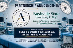 Nashville State Community College's Center for Workforce Development and Continuing Education has partnered with the American Academy of Medical Sales to offer a new 10-week program designed to equip participants with the skills and industry knowledge needed to pursue careers in medical sales.