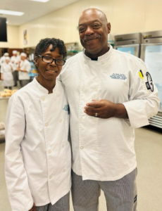 The Greer's in the kitchen at the Randy Rayburn School of Culinary Arts in the Southeast campus of Nashville State