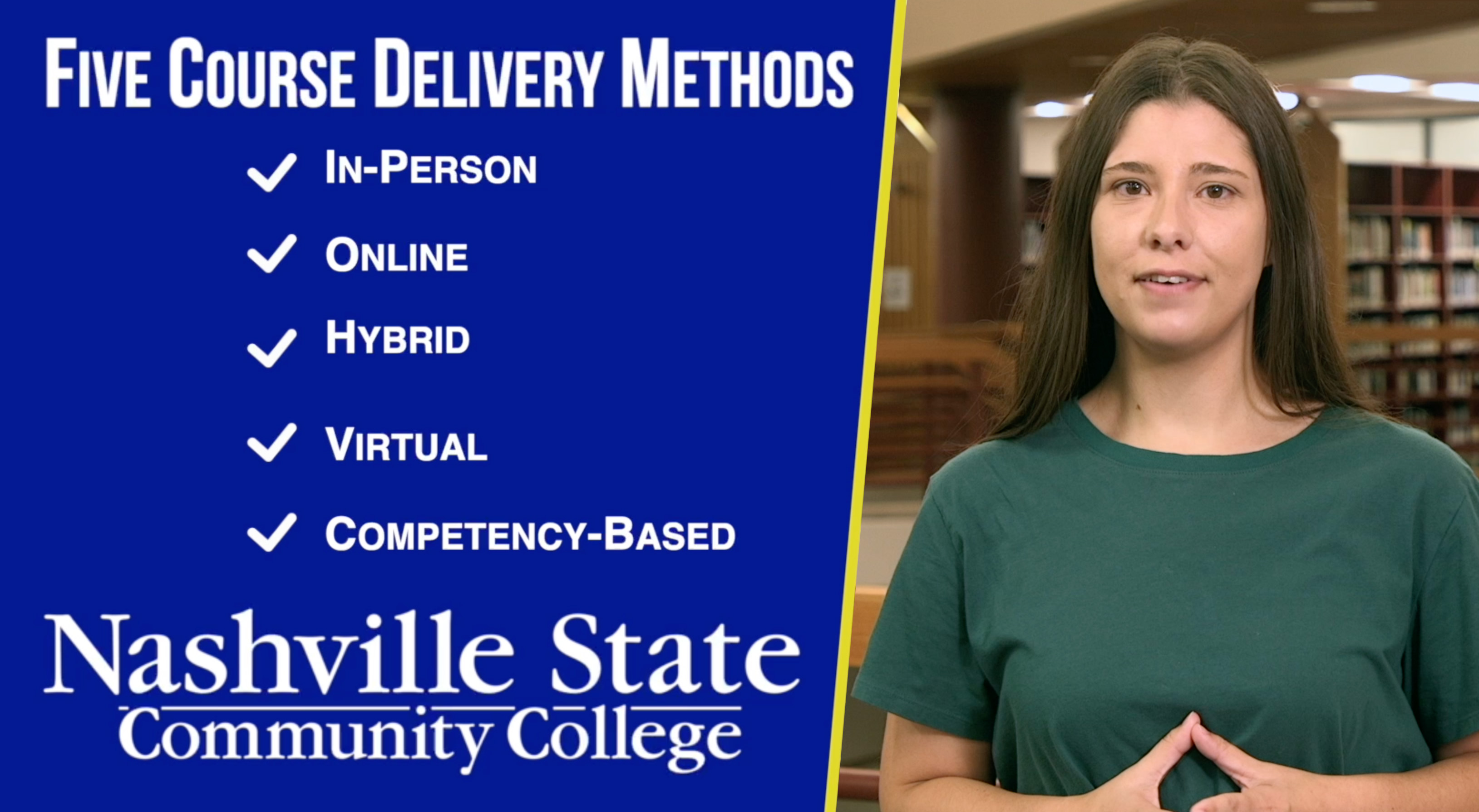Five course delivery methods: in-person, online, hybrid, virtual, and competency-based.